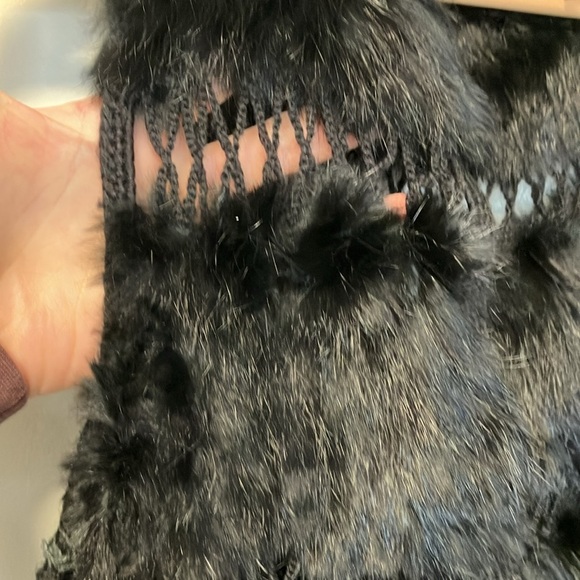 BCBGMaxAzria Black Rabbit Fur Wool Vest - Picture 3 of 5